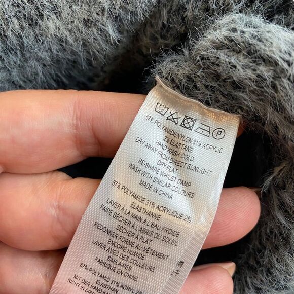 French Connection Size S Plush Oversized Mock Neck Sweater Gray Soft Mininalist - Picture 6 of 6